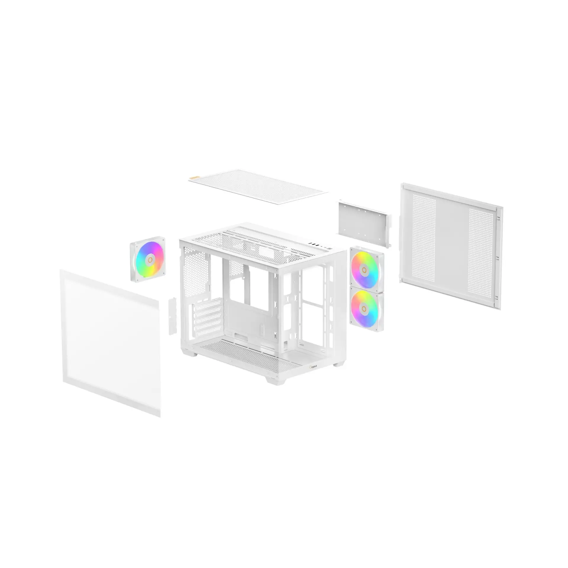 Casing OCYPUS GAMMA C54 ARGB | M-ATX PC Case Include 3 Fans ARGB - White - Image 8