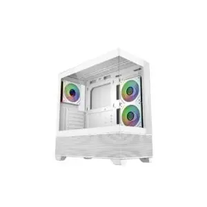JualCoolerMaster Elite 690 Wood | ATX PC Case Include 3 ARGB Fans – White