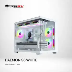 JualCASING VENOMRX DAEMON S8 | Panoramic PC Case M-ATX – WHITE