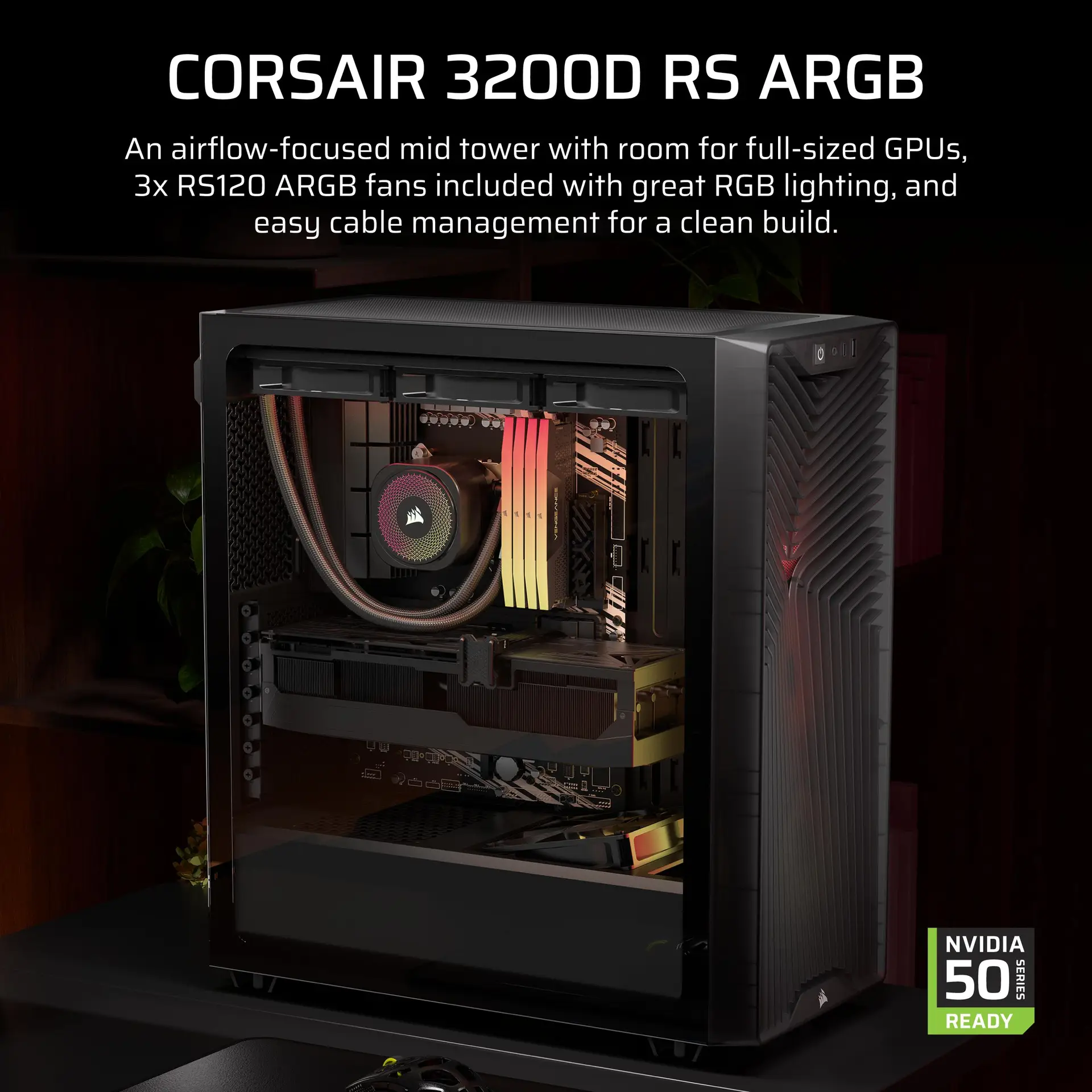 Corsair 3200D RS ARGB | ATX PC Case with 3 ARGB Fans - Smoke - Image 2