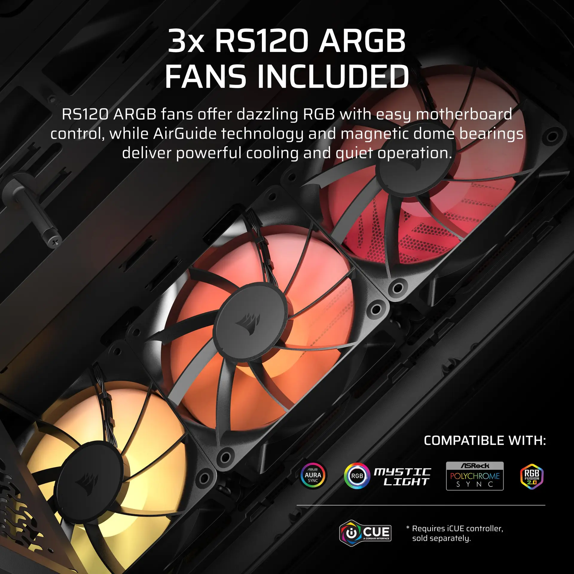 Corsair 3200D RS ARGB | ATX PC Case with 3 ARGB Fans - Smoke - Image 5