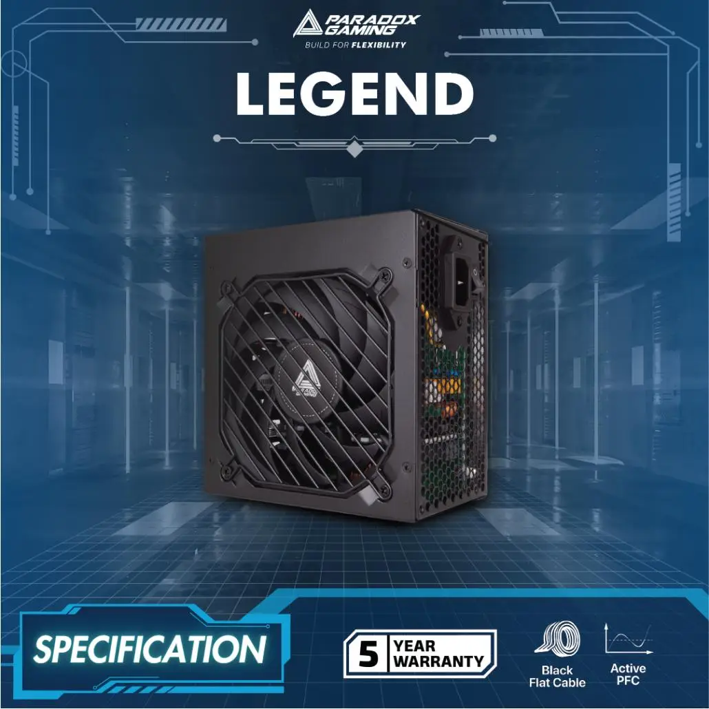 Power Supply PARADOX GAMING LEGEND 750W BRONZE - Flat Cable Non Modular - Image 2