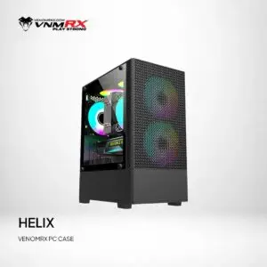 JualCASING VENOMRX HELIX | M-ATX PC Case Tempered Glass Include 2 Fan ARGB