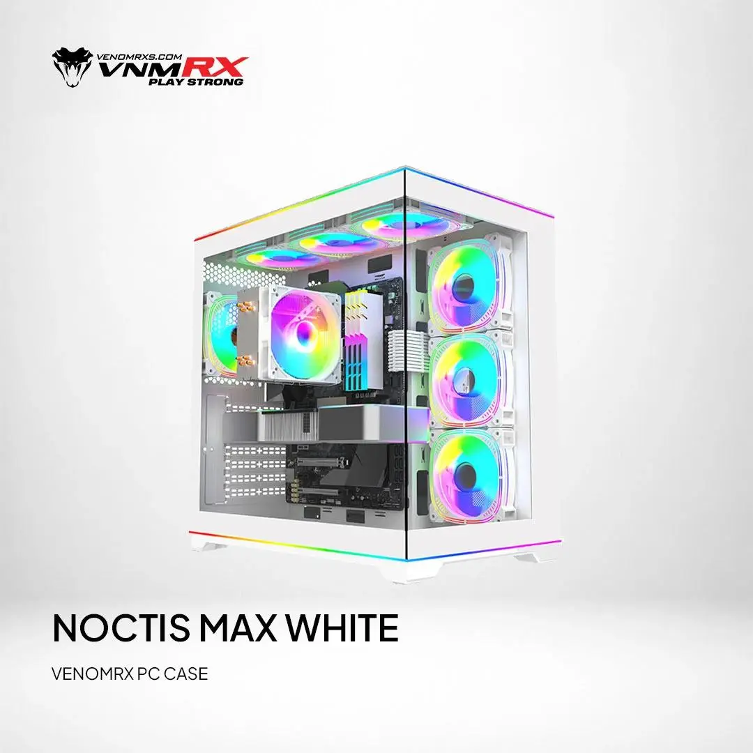 CASING VENOMRX NOCTIS MAX | Panoramic ATX PC Case Tempered Glass - WHITE