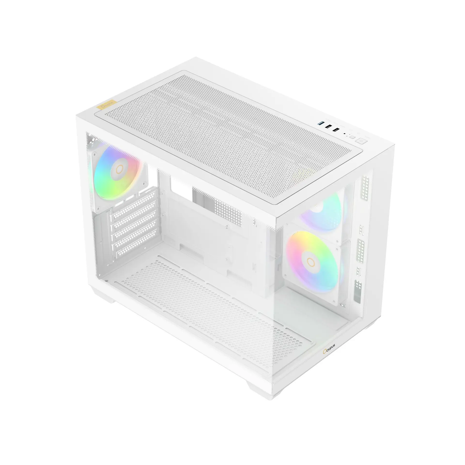 Casing OCYPUS GAMMA C54 ARGB | M-ATX PC Case Include 3 Fans ARGB - White - Image 2