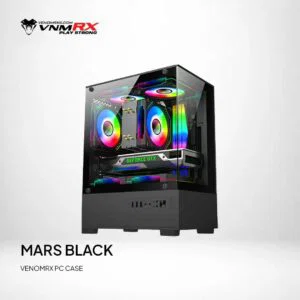 JualCASING VENOMRX MARS | M-ATX PC Case Panoramic Include 3 FAN FRGB &ndash; BLACK