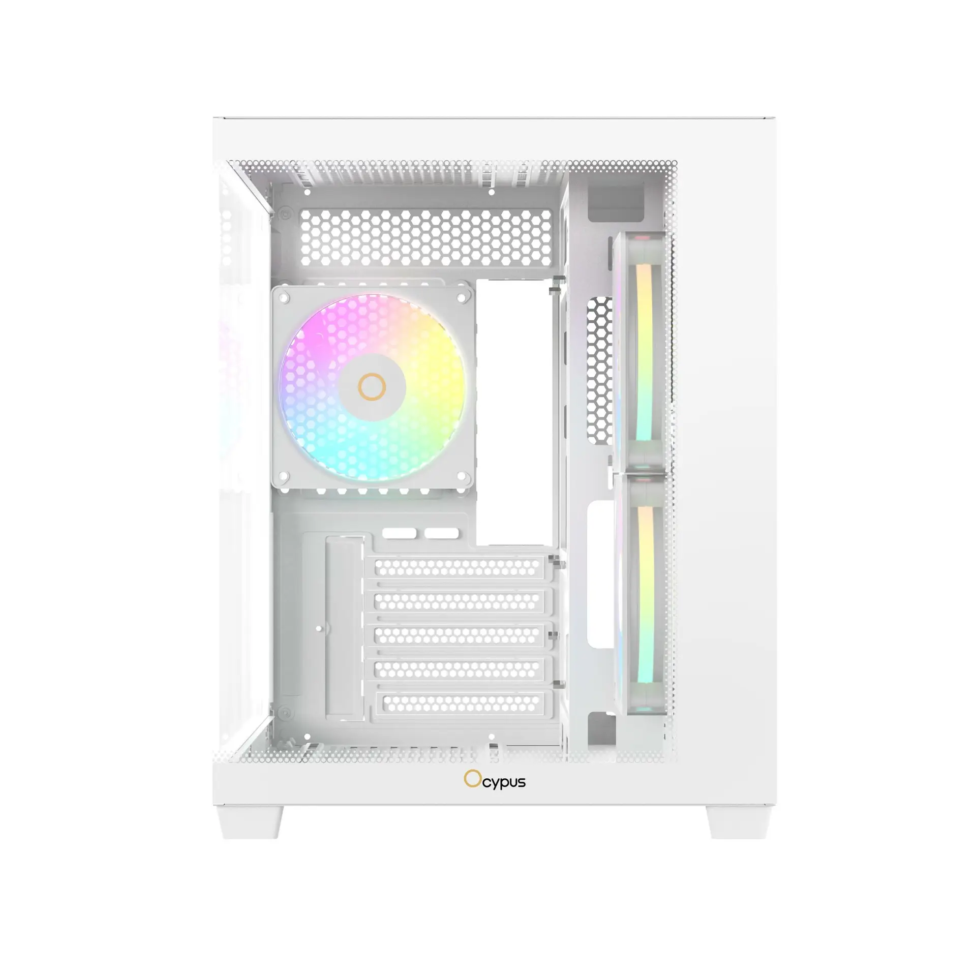 Casing OCYPUS GAMMA C54 ARGB | M-ATX PC Case Include 3 Fans ARGB - White - Image 3
