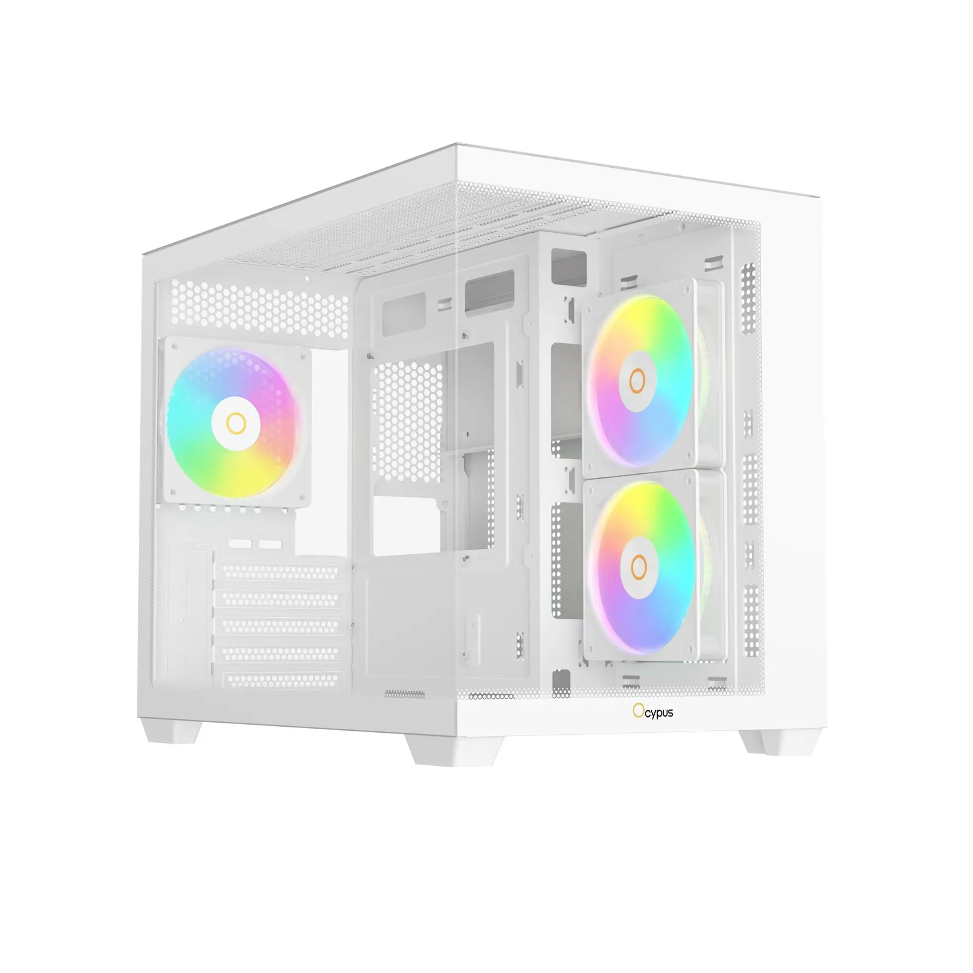 Casing OCYPUS GAMMA C54 ARGB | M-ATX PC Case Include 3 Fans ARGB - White