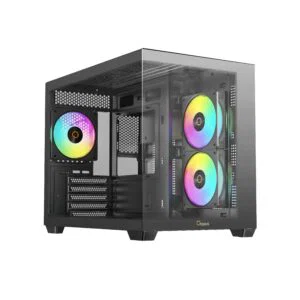 JualCasing OCYPUS GAMMA C54 ARGB | M-ATX PC Case Include 3 Fans ARGB &ndash; Black