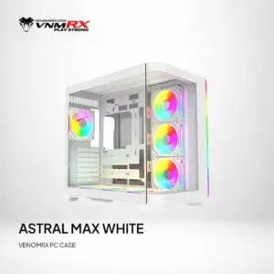 JualCASING VENOMRX ASTRAL MAX | Panoramic ATX PC Case Tempered Glass – WHITE
