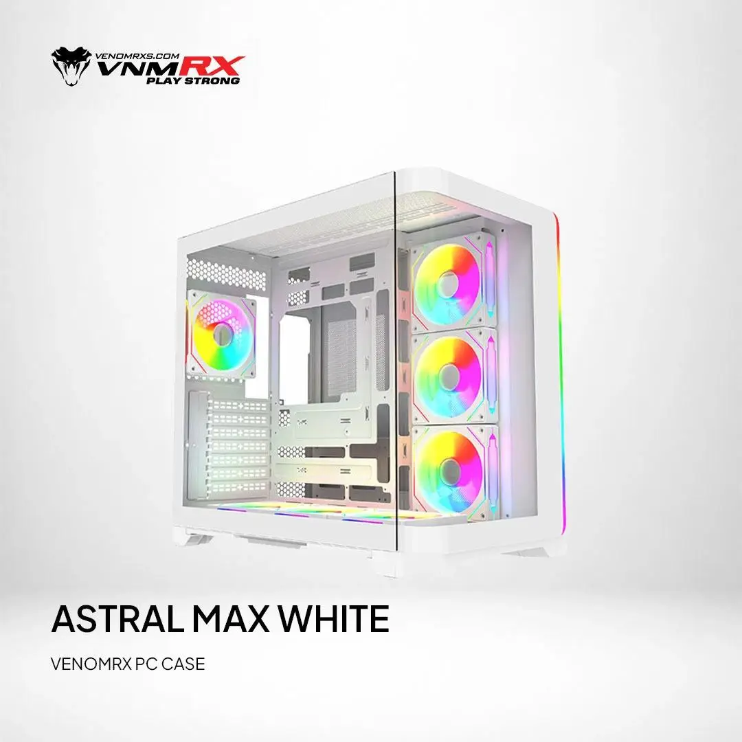 CASING VENOMRX ASTRAL MAX | Panoramic ATX PC Case Tempered Glass - WHITE