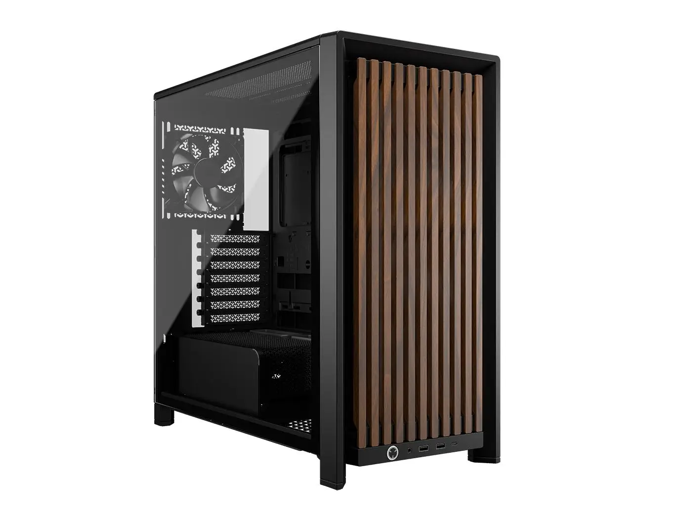 Corsair FRAME 4000D WOOD RS Mid-Tower PC Case Black Walnut | Modular Design | Adjustable Cooling | 4x PWM Fans