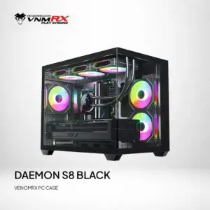 JualCASING VENOMRX DAEMON S8 | Panoramic PC Case M-ATX &ndash; BLACK