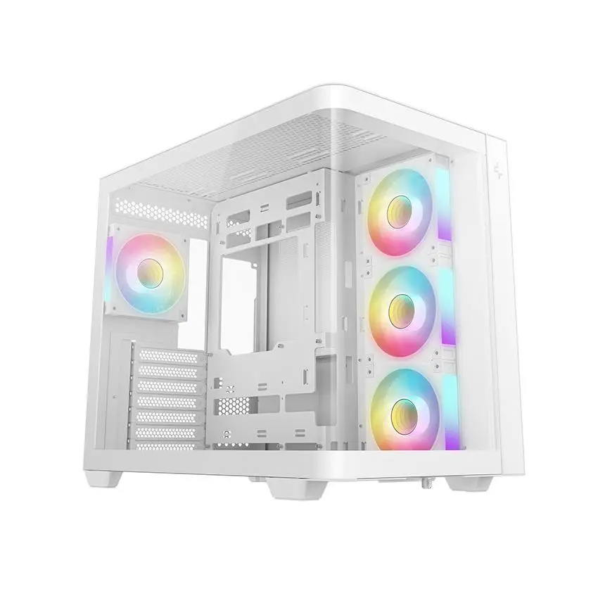 Casing DEEPCOOL CG530U 4F WH - Panoramic Curved ATX PC Case Include 4 Fan ARGB - WHITE