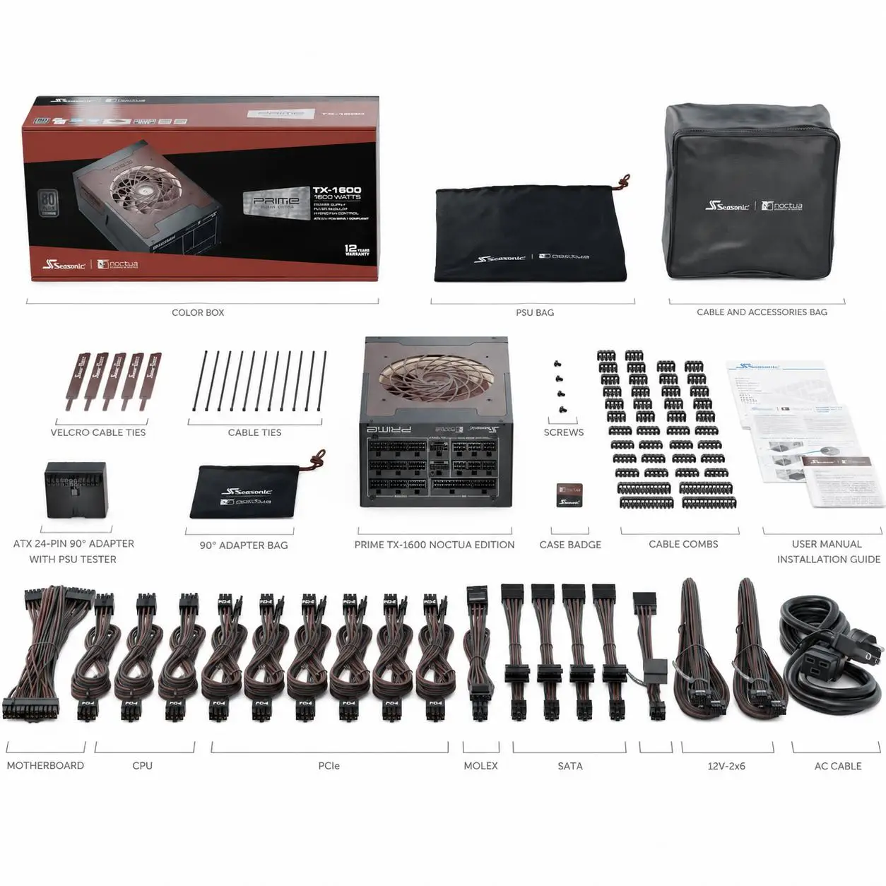 Seasonic Prime TX-1600 NOCTUA EDITION | PSU 1600W ATX 3.1 PCIe 5.1 80+ TITANIUM Fully Modular - Image 7