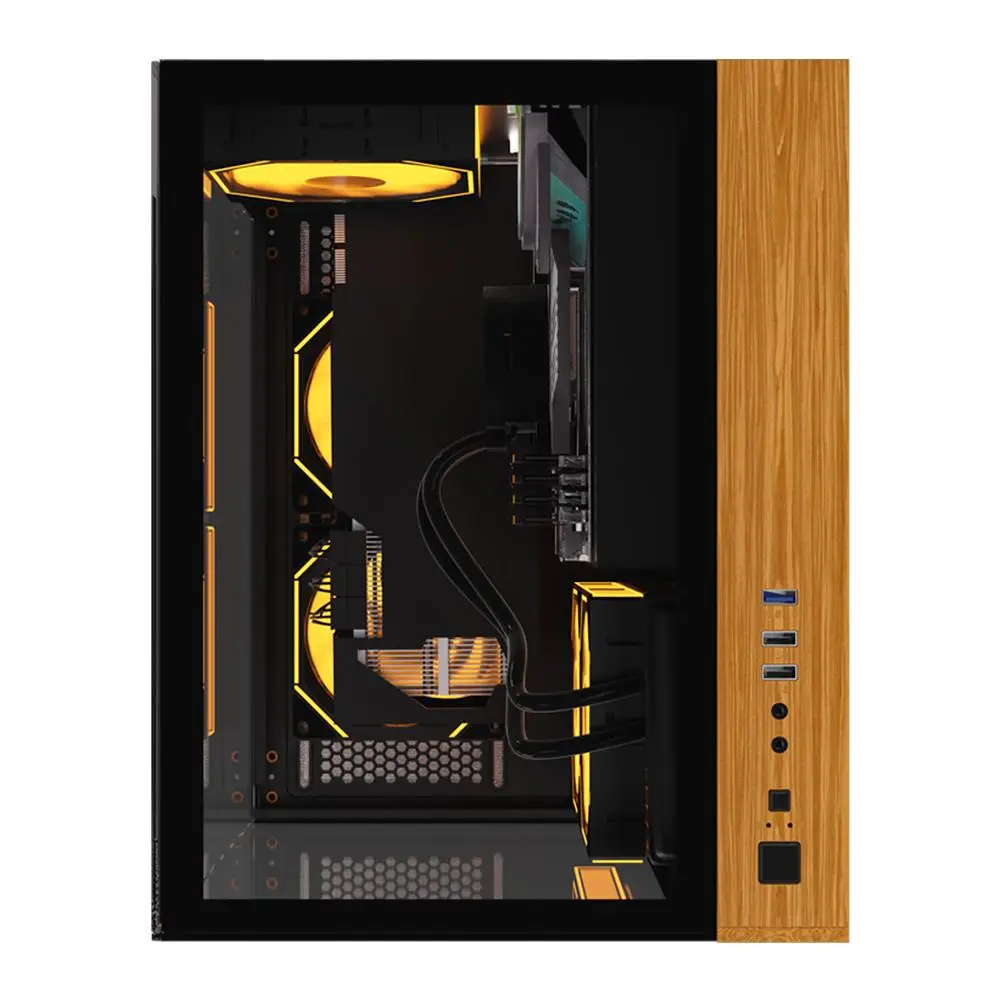 CASING FPMAX Crystal Z9 Art Mini - Micro ATX PC Case Include 3 FAN - Black Wood - Image 3