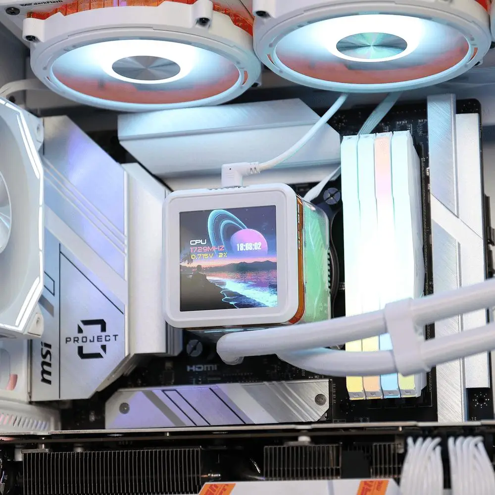 darkFlash EXPLORE DE360 ARGB - AIO Liquid Cooler 360mm with Magnetic Display IPS 2.88" - White - Image 6