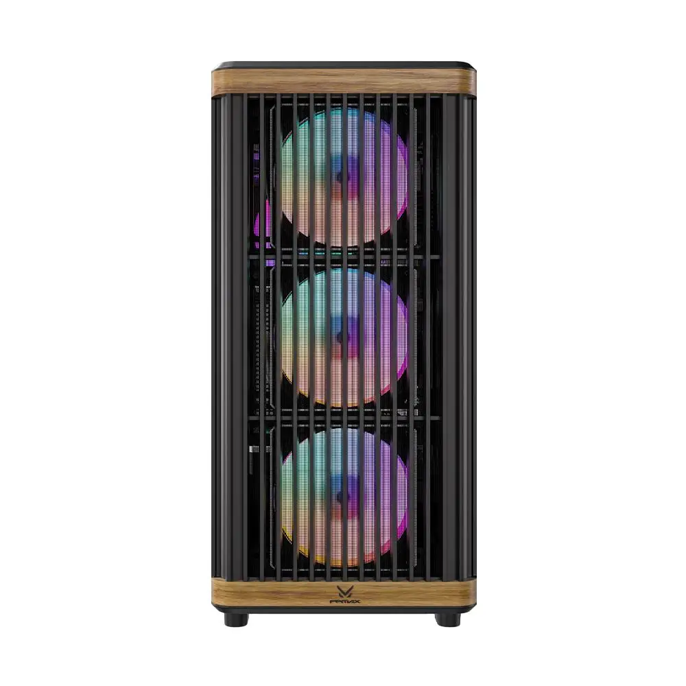 CASING FPMAX WIND SHELL G20 - ATX PC Case Include 3 FAN - Black Wood - Image 4