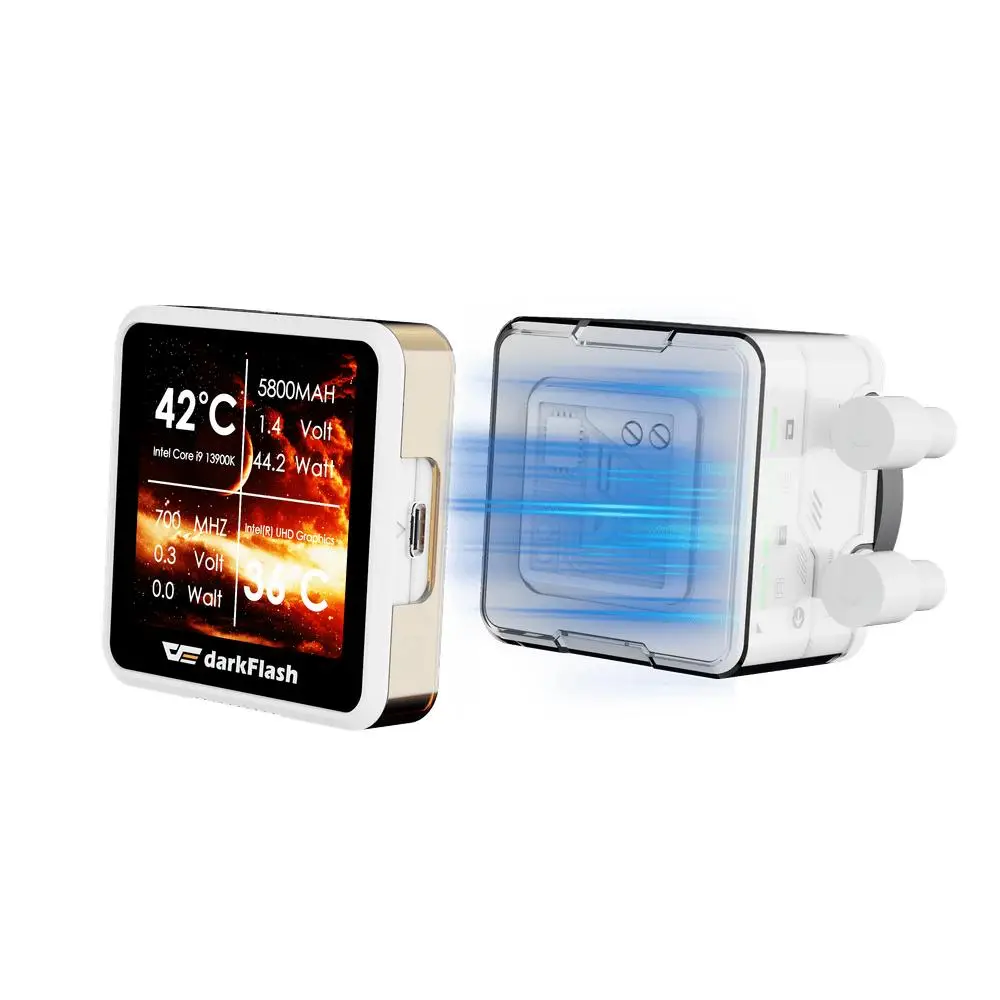 darkFlash EXPLORE DE360 ARGB - AIO Liquid Cooler 360mm with Magnetic Display IPS 2.88" - White - Image 5