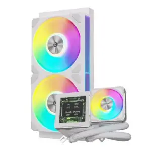 JualFPMAX ICE CORE L240 | AIO Liquid Cooler ARGB 240mm with Smart Display 2.73″ – White