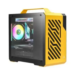 JualCASING FPMAX Air Cube G3 Yellow – Micro ATX PC Case with Handle Include 1 FAN ARPW