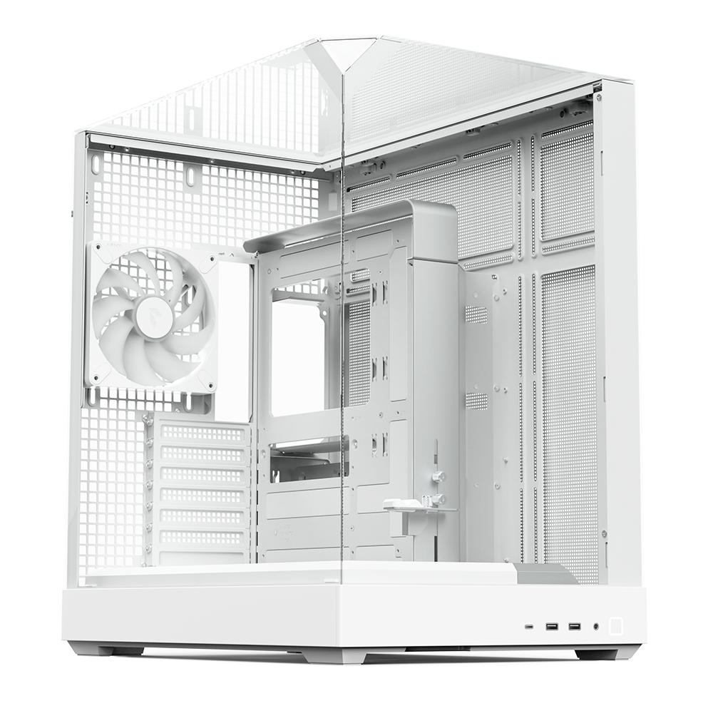 CASING APNX V2 - ATX Mid Tower Case 3 Side Tempered Glass Panel Include 4 FAN - White