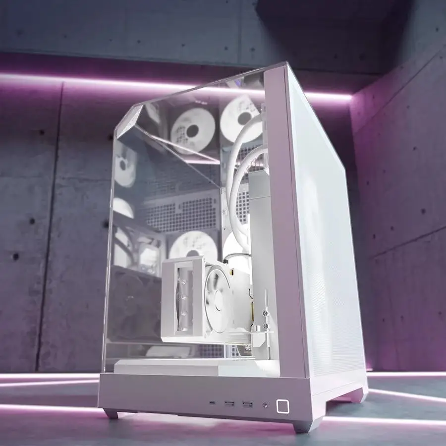 CASING APNX V2 - ATX Mid Tower Case 3 Side Tempered Glass Panel Include 4 FAN - White - Image 4