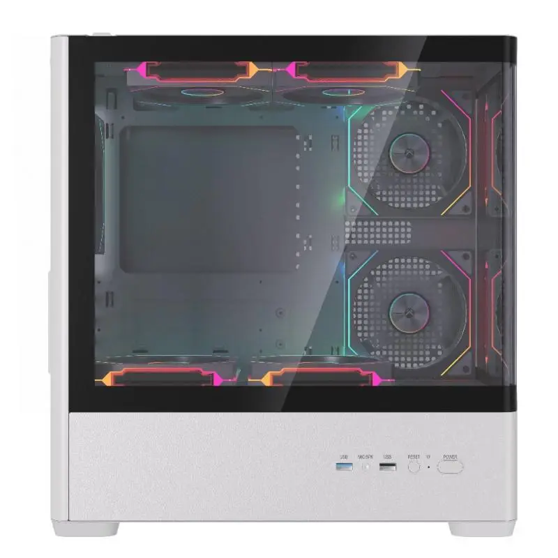 CASING FPMAX Diamond R4M Pro Luma - Micro ATX PC Case Include 3 FAN FRGB - White - Image 4