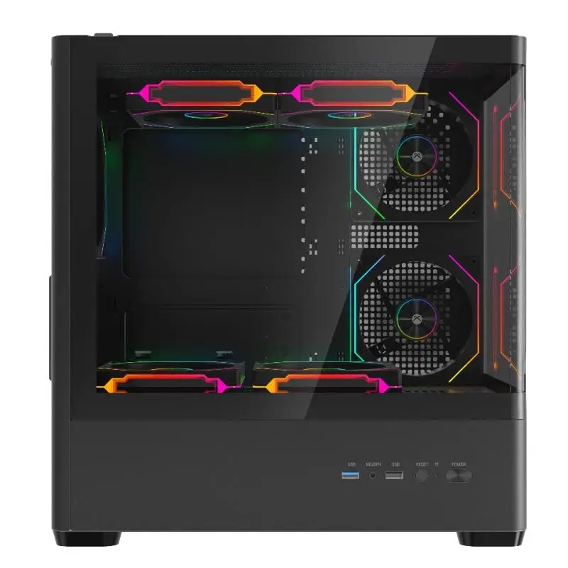 CASING FPMAX Diamond R4M Pro Luma - Micro ATX PC Case Include 3 FAN FRGB - Black - Image 4