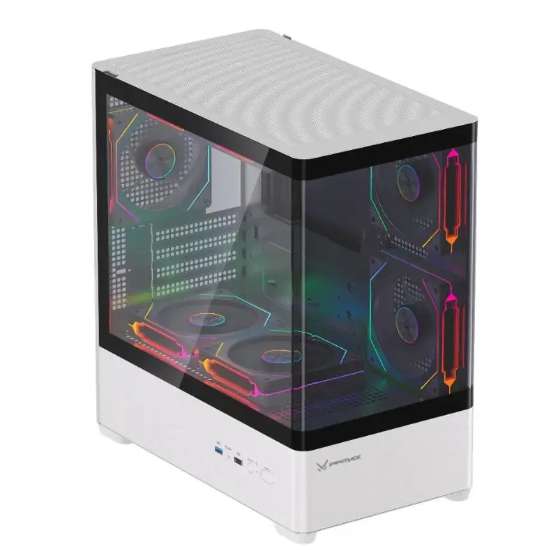 CASING FPMAX Diamond R4M Pro Luma - Micro ATX PC Case Include 3 FAN FRGB - White - Image 2