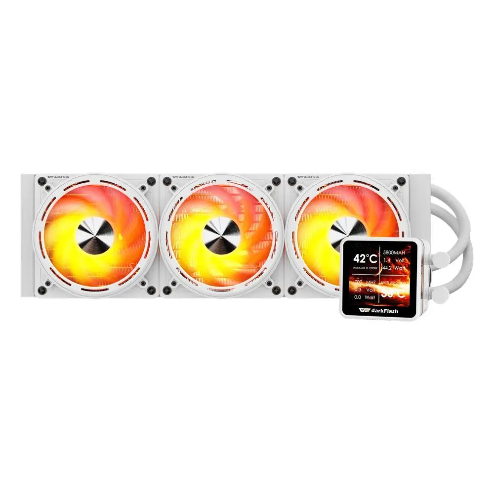 darkFlash EXPLORE DE360 ARGB - AIO Liquid Cooler 360mm with Magnetic Display IPS 2.88" - White - Image 4