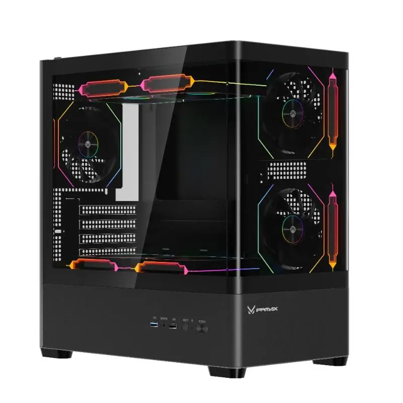 CASING FPMAX Diamond R4M Pro Nova - Micro ATX PC Case Include 3 FAN ARPW - Black