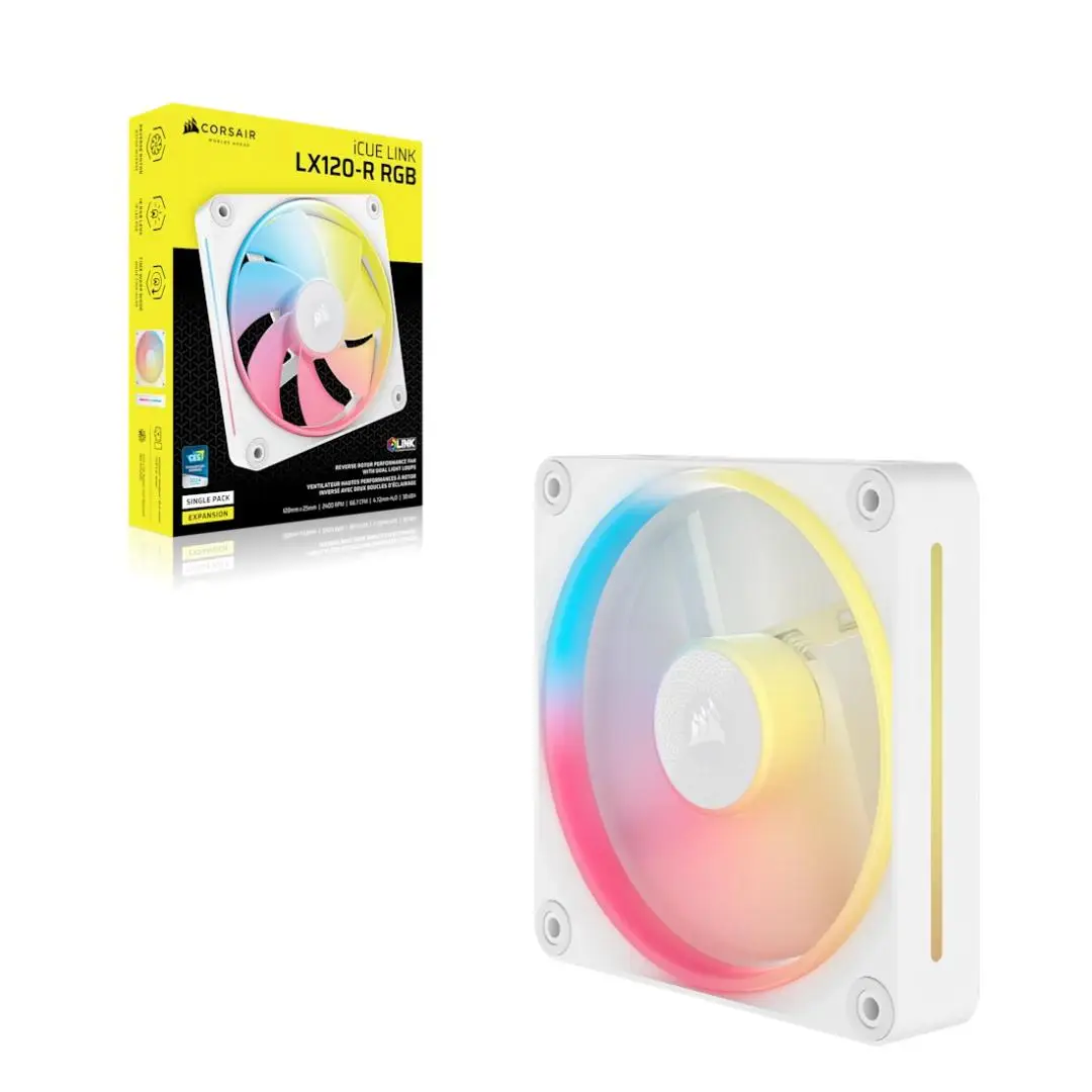 Corsair iCUE LINK LX120-R RGB | 120mm PWM Reverse Fan Single Pack - WHITE - Image 3