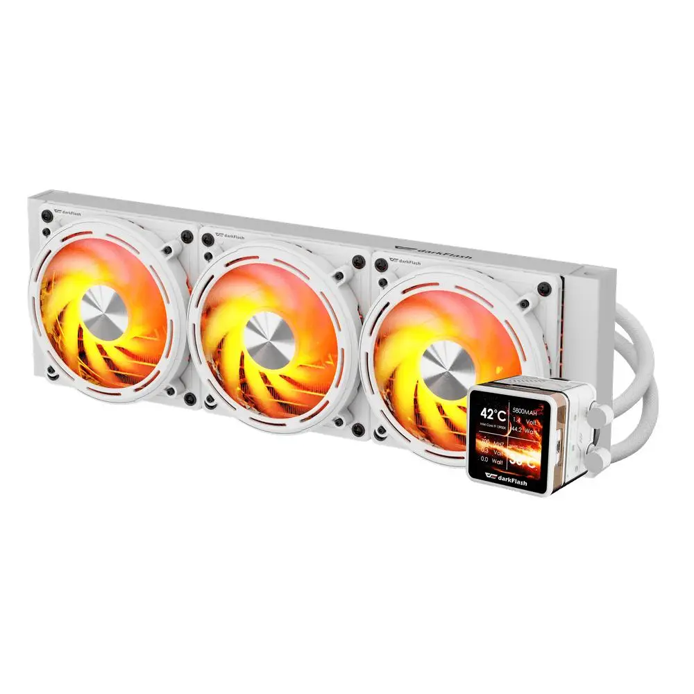 darkFlash EXPLORE DE360 ARGB - AIO Liquid Cooler 360mm with Magnetic Display IPS 2.88" - White - Image 3
