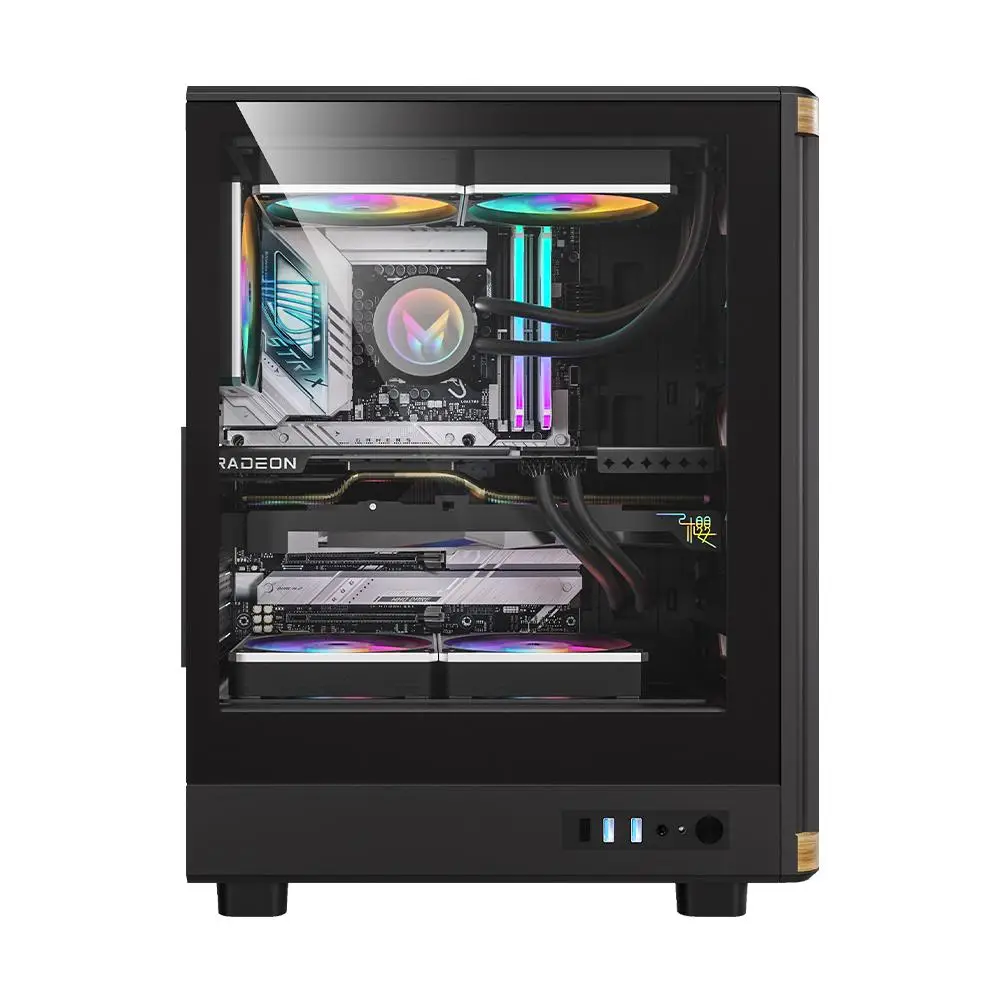 CASING FPMAX WIND SHELL G20 - ATX PC Case Include 3 FAN - Black Wood - Image 5