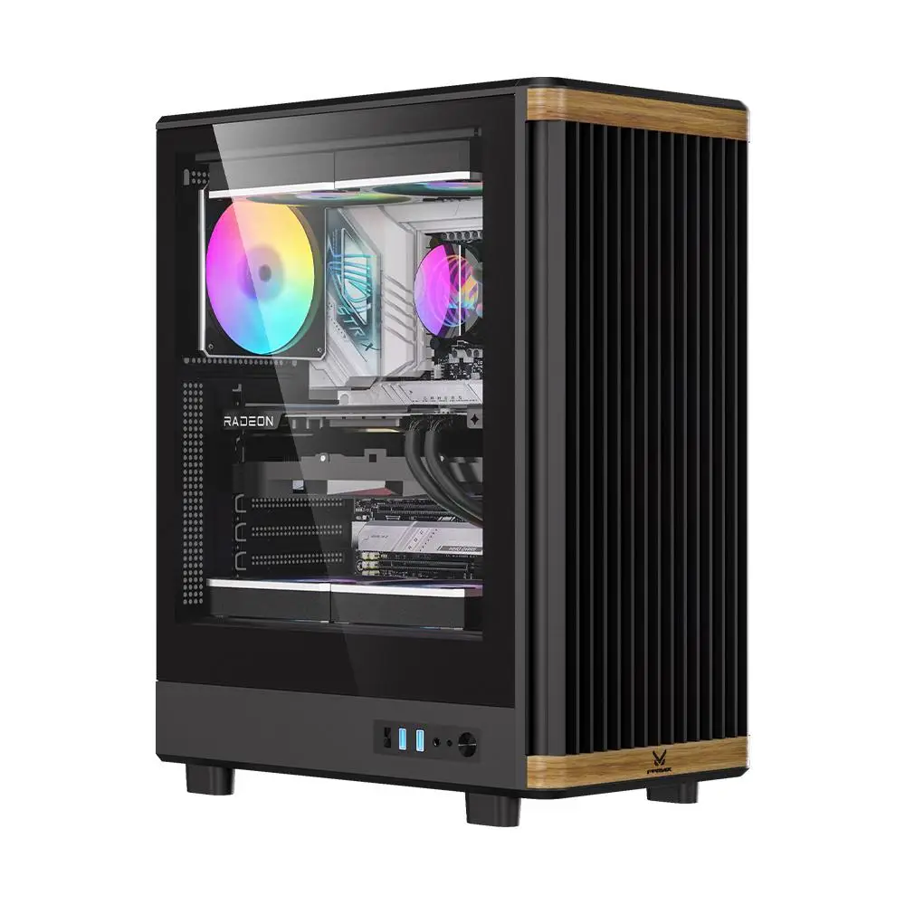 CASING FPMAX WIND SHELL G20 - ATX PC Case Include 3 FAN - Black Wood