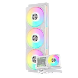 JualFPMAX ICE CORE L360 | AIO Liquid Cooler ARGB 360mm with Smart Display 2.73″ – White