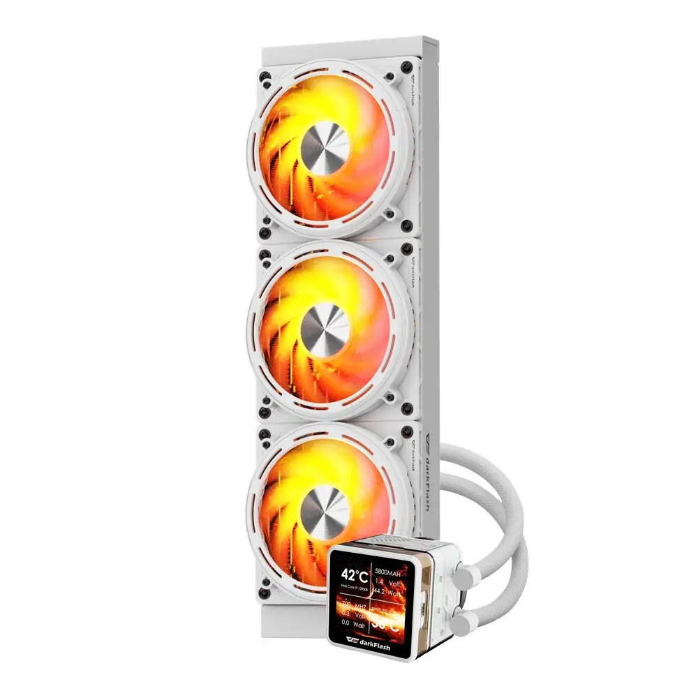 darkFlash EXPLORE DE360 ARGB - AIO Liquid Cooler 360mm with Magnetic Display IPS 2.88" - White - Image 2