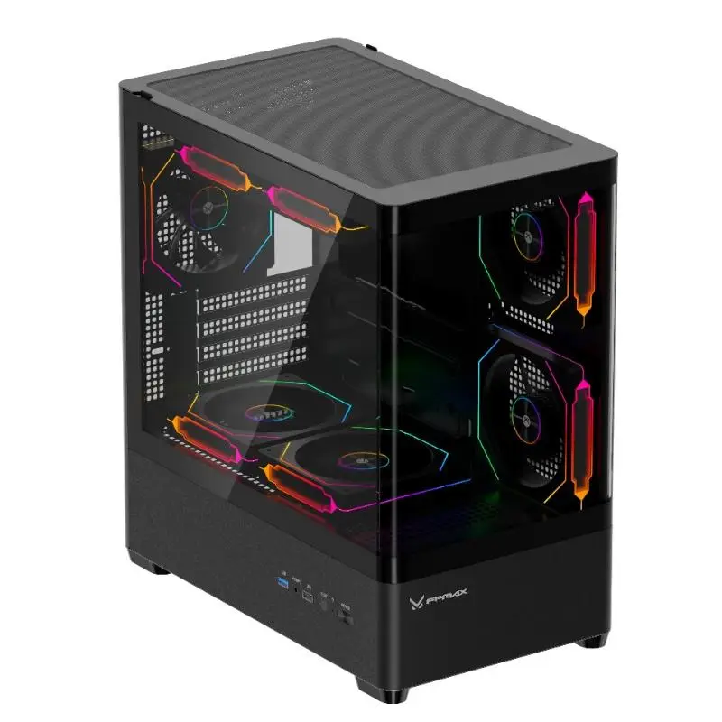 CASING FPMAX Diamond R4M Pro Nova - Micro ATX PC Case Include 3 FAN ARPW - Black - Image 2