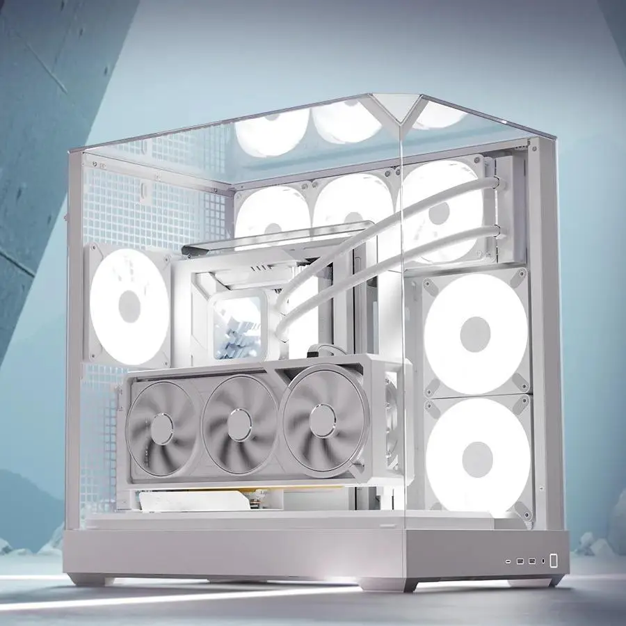 CASING APNX V2 - ATX Mid Tower Case 3 Side Tempered Glass Panel Include 4 FAN - White - Image 3
