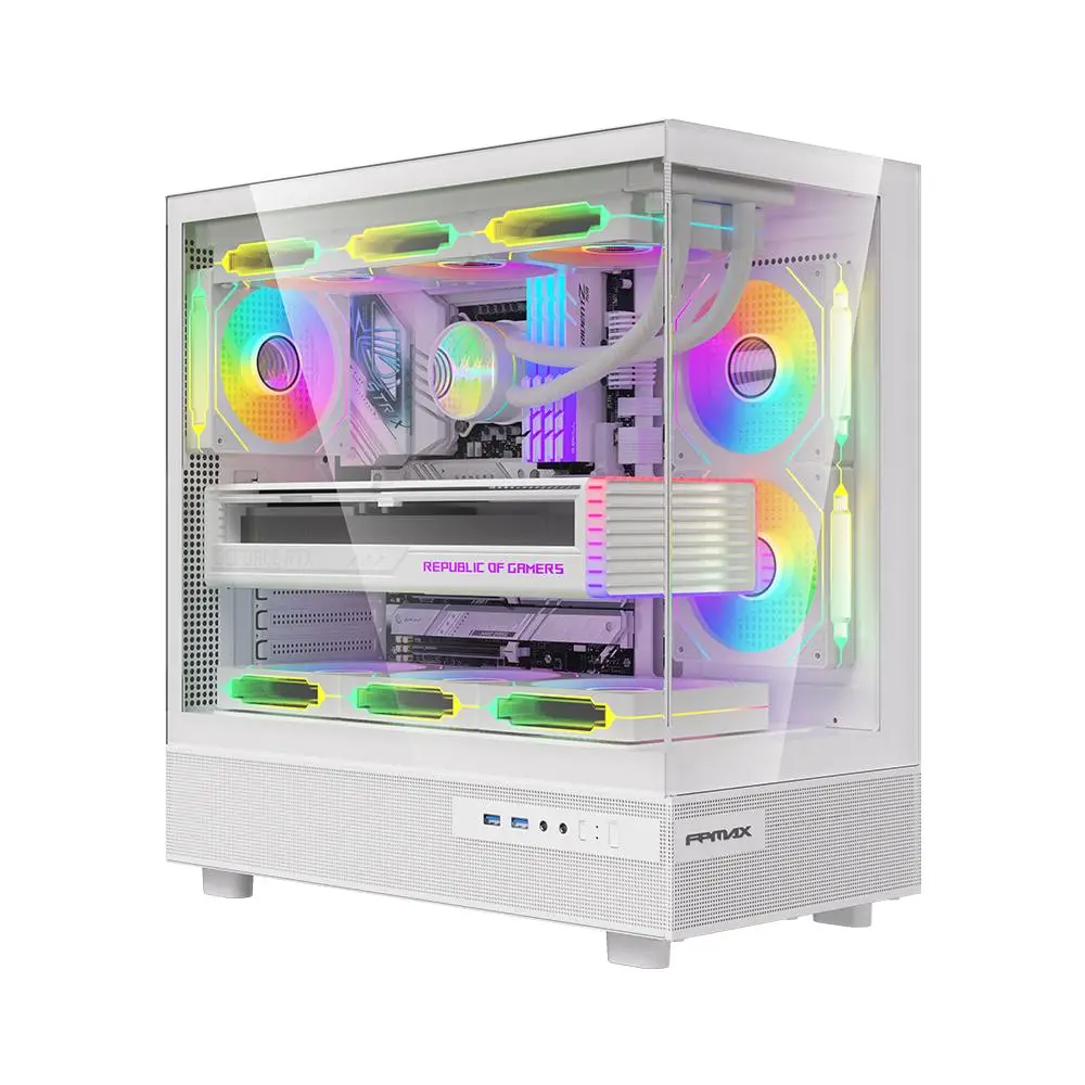 Casing FPMAX Diamond Z8 Nova | ATX PC Case Include 3 ARGB Fan - White
