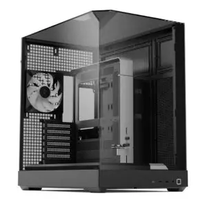 JualCASING APNX V2 – ATX Mid Tower Case 3 Side Tempered Glass Panel Include 4 FAN – Black