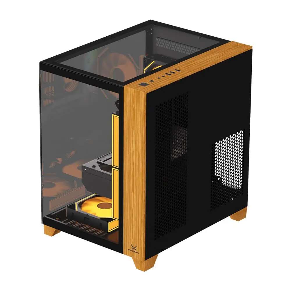 CASING FPMAX Crystal Z9 Art Mini - Micro ATX PC Case Include 3 FAN - Black Wood - Image 4