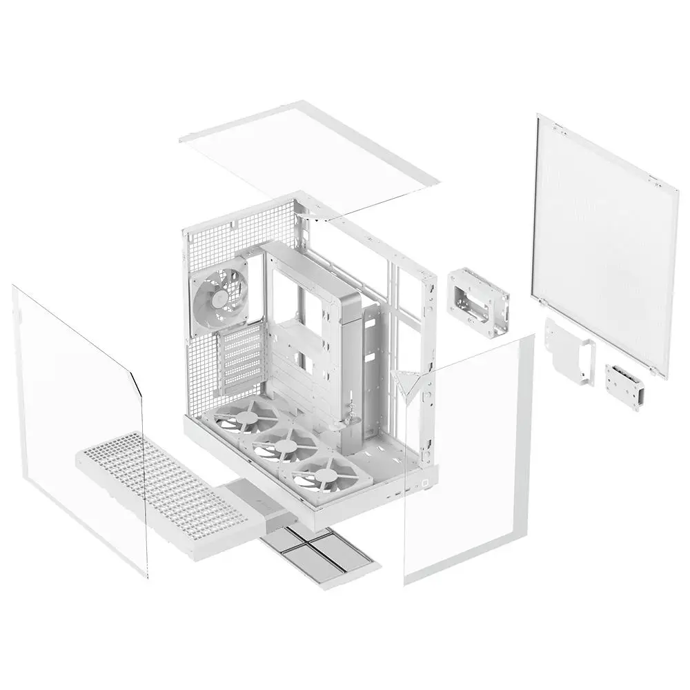 CASING APNX V2 - ATX Mid Tower Case 3 Side Tempered Glass Panel Include 4 FAN - White - Image 6