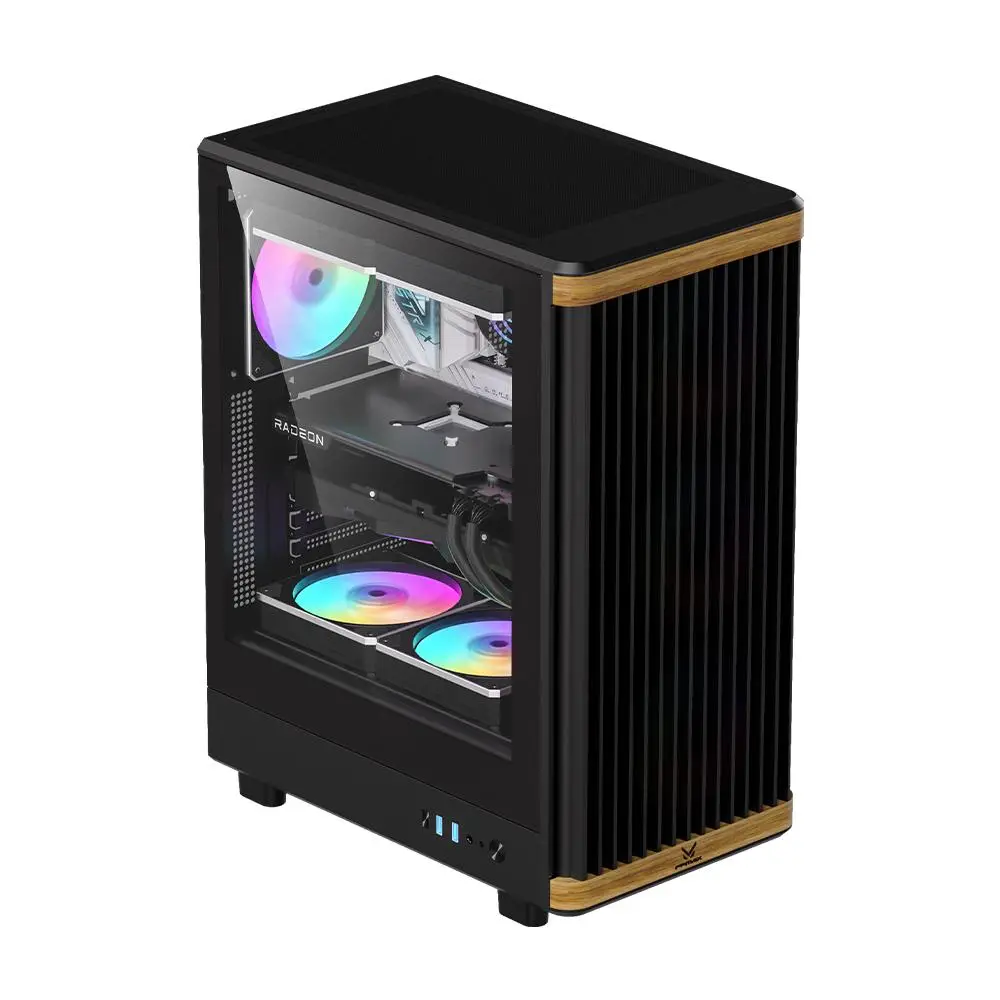 CASING FPMAX WIND SHELL G20 - ATX PC Case Include 3 FAN - Black Wood - Image 2