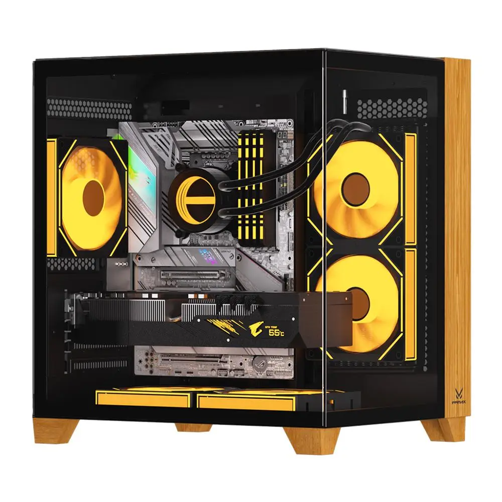 CASING FPMAX Crystal Z9 Art Mini - Micro ATX PC Case Include 3 FAN - Black Wood - Image 2