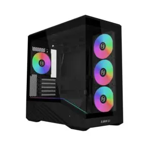 JualLian Li V100 Mini | M-ATX PC Case Modern Aesthetic Panoramic View TG Compact Include 4 FAN [V100R MIX]