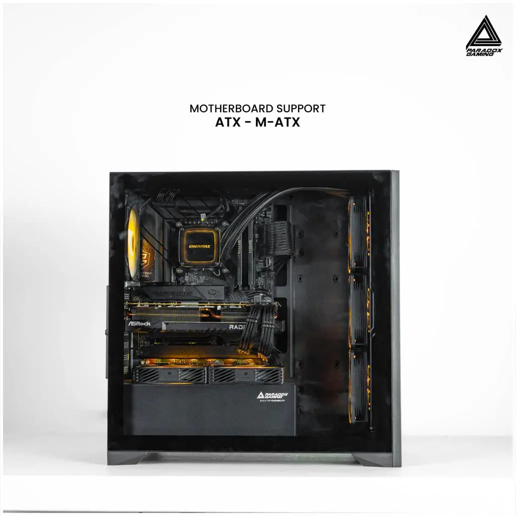 Casing PARADOX GAMING BLADESTORM | Aesthetic PC Case with Wooden Accent Panels - BLACK - Image 3