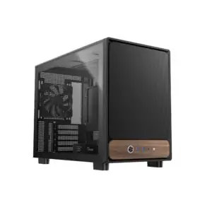 JualOcypus Delta C40 ARGB Digital | M-ATX Case Natural Wood Panel Include 3 Fan – BLACK