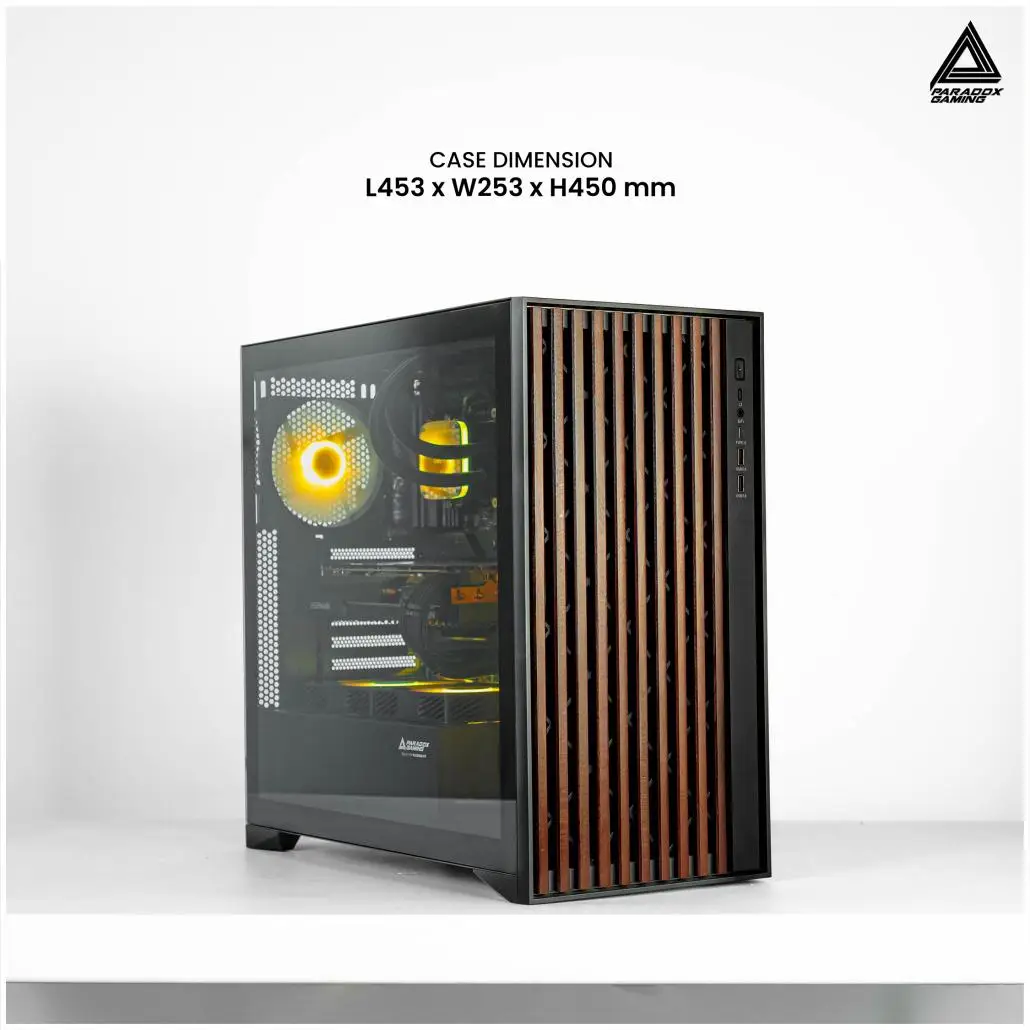 Casing PARADOX GAMING BLADESTORM | Aesthetic PC Case with Wooden Accent Panels - BLACK - Image 6